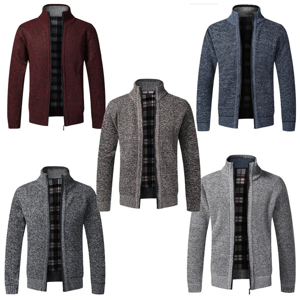 Winter New Men's Jacket Slim Fit Zipper Jacket Casual Men Solid Cotton Thick Warm Sweater Men