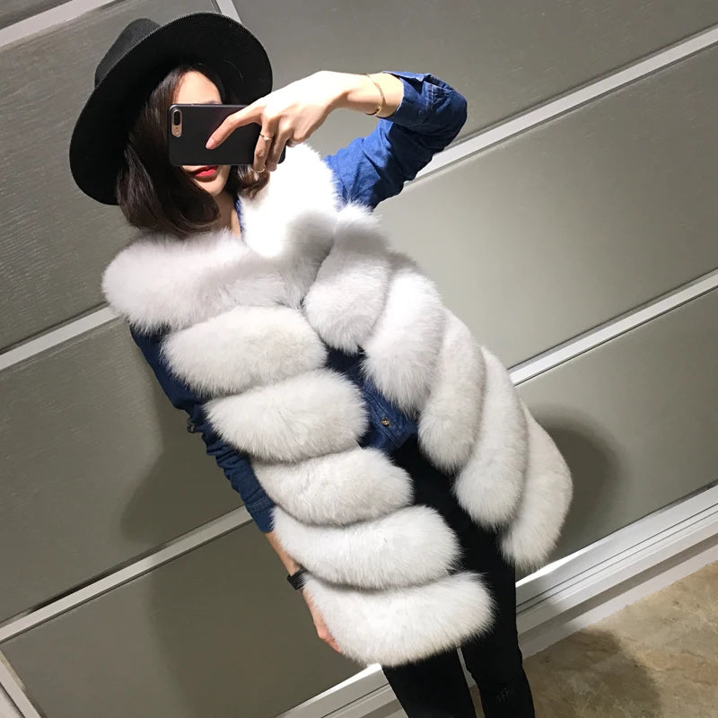 Gilet en fourrure de renard naturelle vue de face