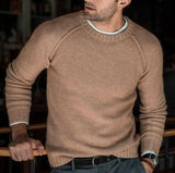 Men’s sweater slim knit pullover for male youth in vibrant gold color, ideal for casual outings and stylish layering.
