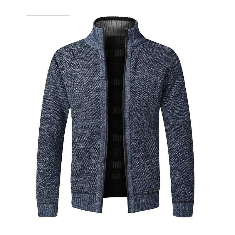 Winter New Men's Jacket Slim Fit Zipper Jacket Casual Men Solid Cotton Thick Warm Sweater Men