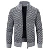 Men Sweater Knitwear Cardigan Autumn Winter New Warm Plaid Stand Collar Jacket Hooded Coat Men Clothing