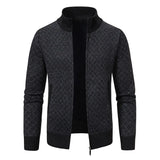 Men Sweater Knitwear Cardigan Autumn Winter New Warm Plaid Stand Collar Jacket Hooded Coat Men Clothing