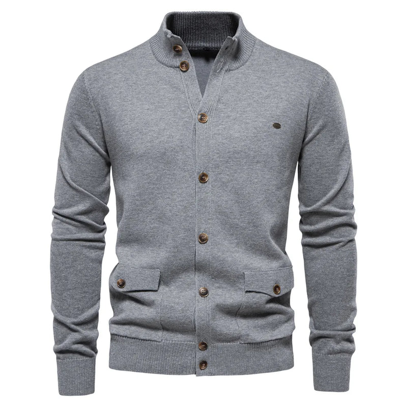 Autumn and Winter New Men's Jacket Cardigan High Quality Business Casual Solid Color Sweater Men