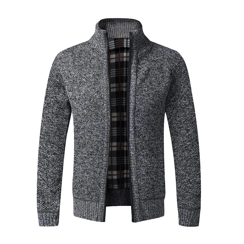 Winter New Men's Jacket Slim Fit Zipper Jacket Casual Men Solid Cotton Thick Warm Sweater Men
