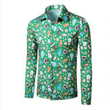 Chemise à manches longues imprimée en 3D pour hommes Motif 3D streetwear