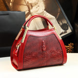 Sacs à main en cuir véritable motif Crocodile pour femmes d'âge moyen, sacoche à bandoulière multicouche, grands sacs