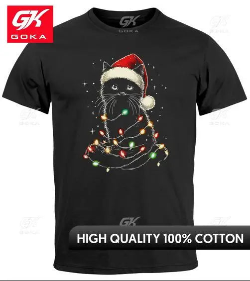 T-shirt Noël homme chat drôle motif graphique