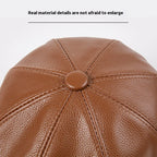 Béret en cuir véritable unisexe, casquette de journal à 8 panneaux pour hommes et femmes, chapeau Vintage à visière souple pour garçon