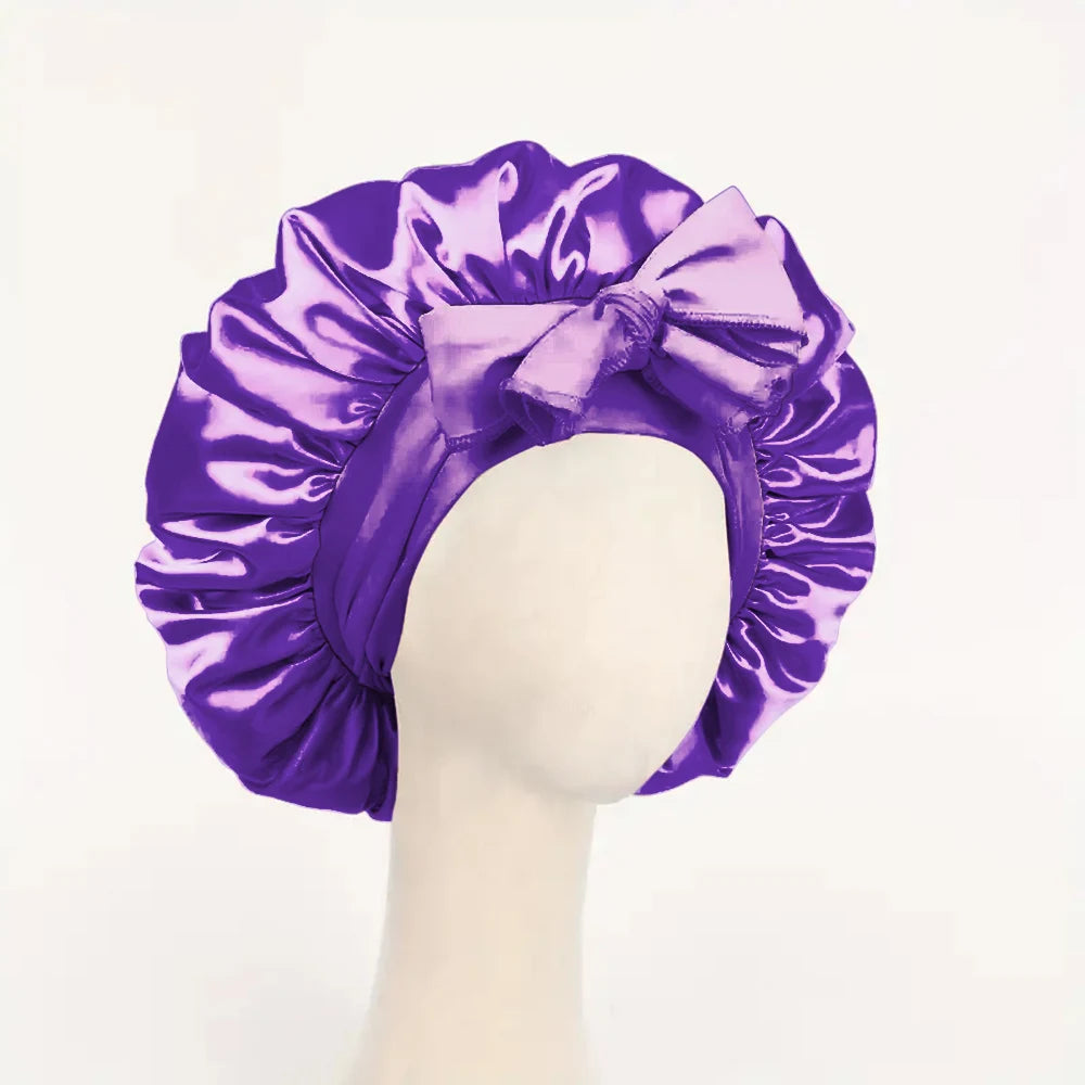 InjBonnet réglable en satin pour hommes et femmes, bonnet pour dormir, cheveux, bande lourde