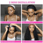 Perruque cheveux naturels avec bandeau intégré, facile à porter, style confortable et élégant, idéale pour un look naturel sans colle ni dentelle.