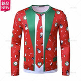 T-shirt à manches longues joyeux Noël imprimé en 3D pour hommes graphique cosplay