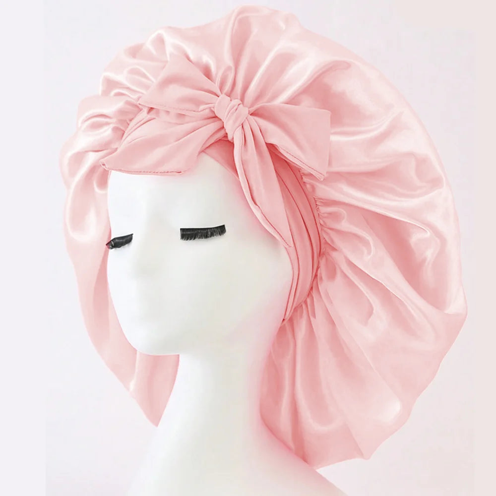 InjBonnet réglable en satin pour hommes et femmes, bonnet pour dormir, cheveux, bande lourde