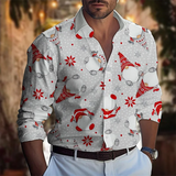 Chemise à manches longues imprimée en 3D pour hommes imprimée 3D bleue