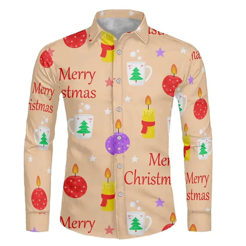 Chemise à manches longues imprimée en 3D pour hommes Motif 3D streetwear