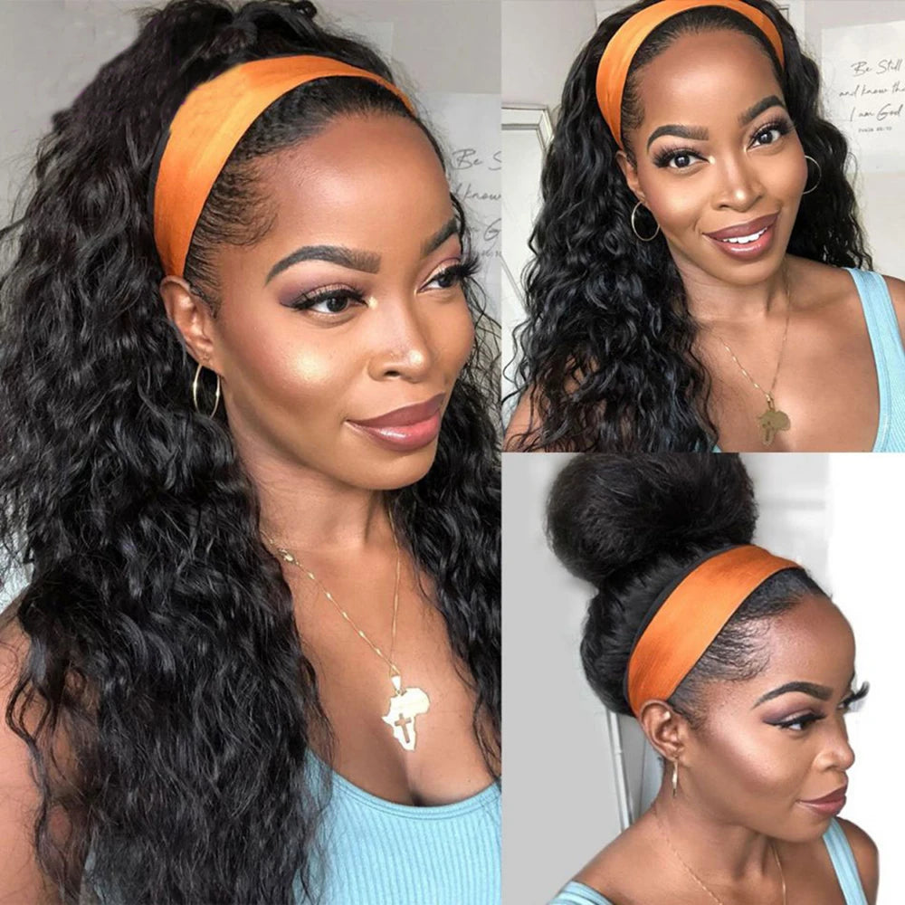 Perruque bandeau femme | Perruque Water Wave | Perruque sans colle | Perruque brésilienne | Perruque cheveux Remy | Perruque ondulée | Perruque cheveux humains | Perruque glueless | Perruque livraison rapide | Perruque femme noire
