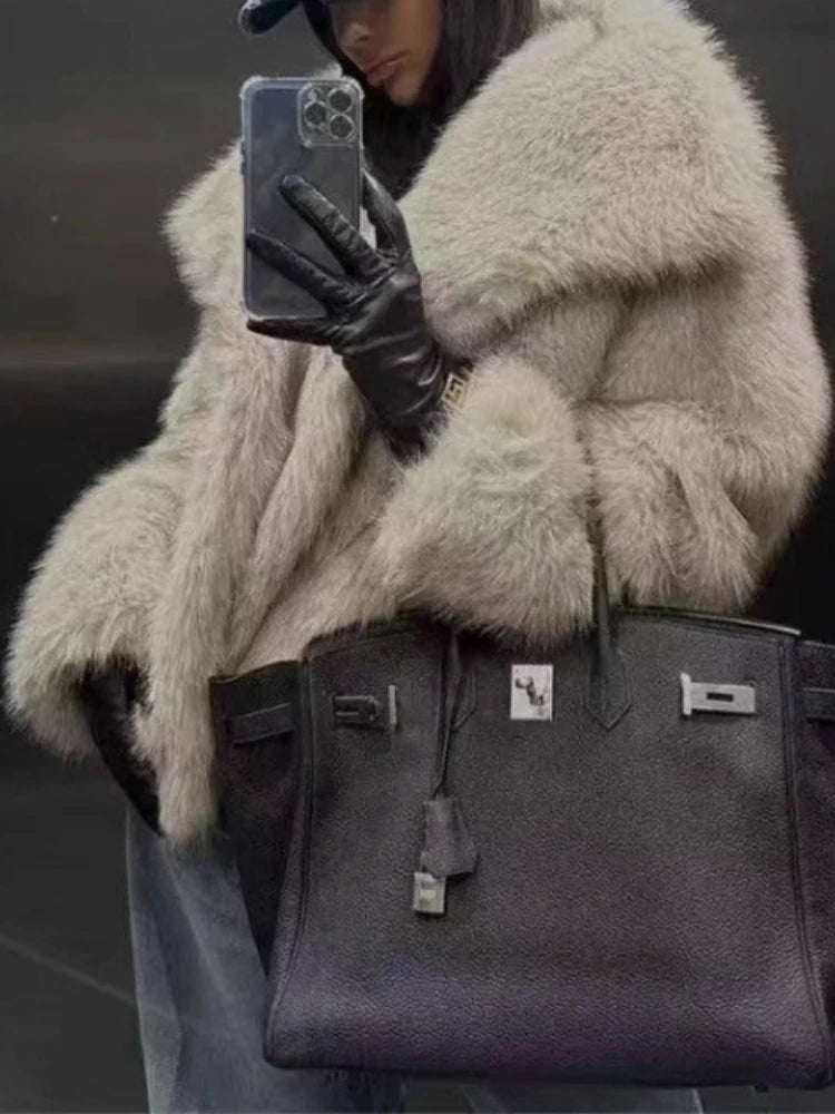 Europe États-Unis hiver veste de fourrure faux fur detail
