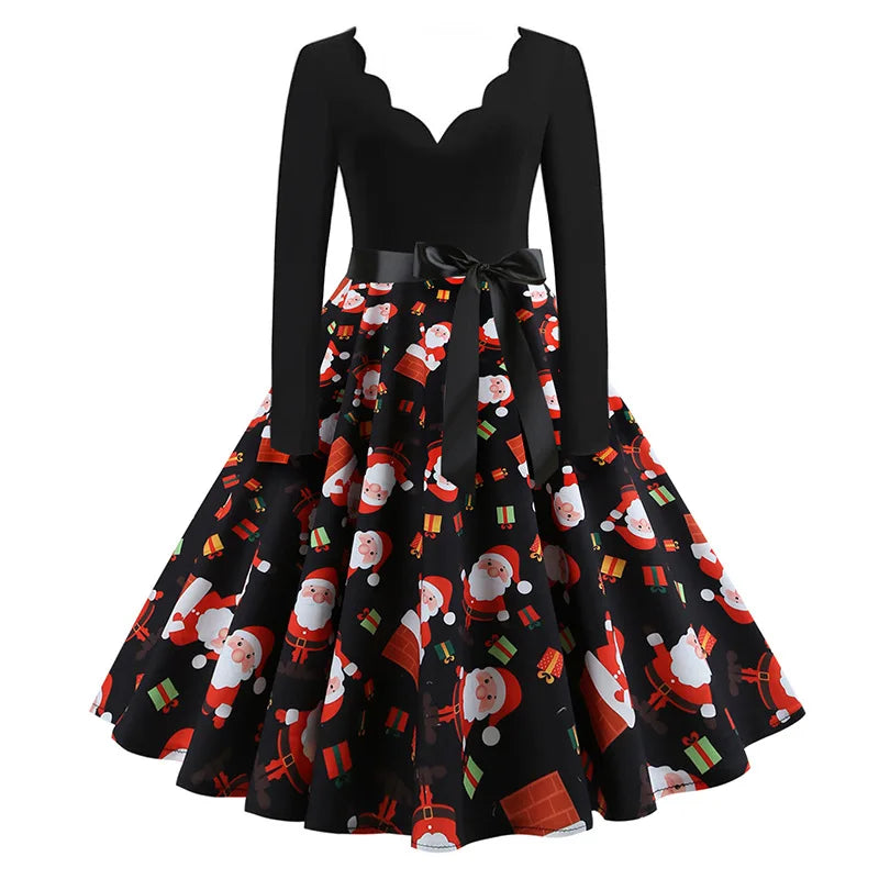 Rbe de Noël Hepburn longue rétro avant