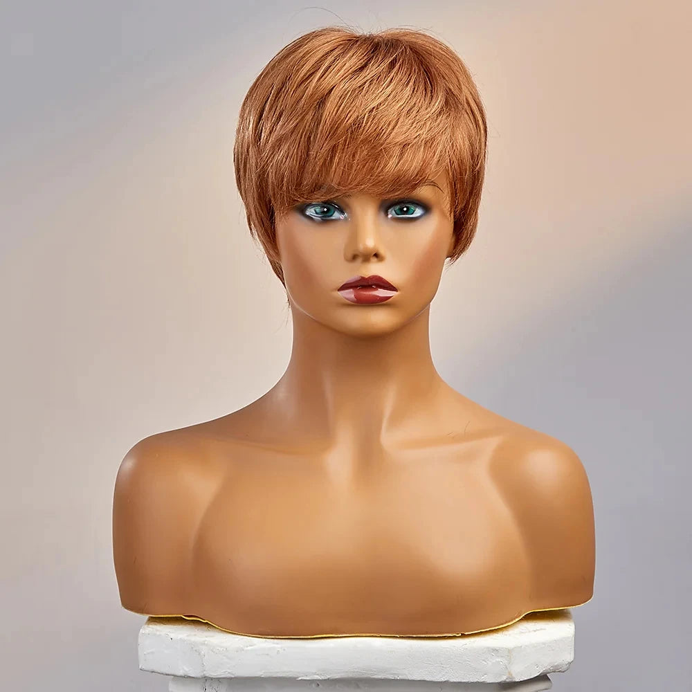 Perruque synthétique courte lisse | Perruque avec frange marron clair | Perruque brésilienne synthétique femme | Perruque douce marron clair | Perruque capless pour fête | Perruque courte brune femme | Perruque synthétique 8 pouces | Perruque lisse marron clair | Perruque femme synthétique brésilienne | Perruque fête marron clair