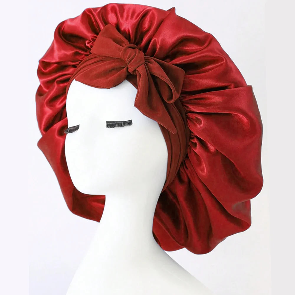 InjBonnet réglable en satin pour hommes et femmes, bonnet pour dormir, cheveux, bande lourde