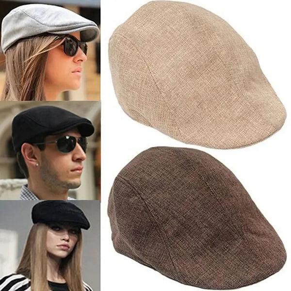 Bérets en lin pour hommes, casquette de Style britannique, chapeaux plats à la mode, classique, Vintage, Cabbie, nouvelle collection automne été 2024