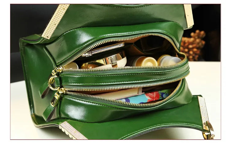 Sacs à main en cuir véritable motif Crocodile pour femmes d'âge moyen, sacoche à bandoulière multicouche, grands sacs