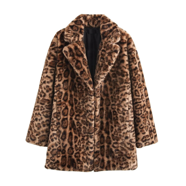 UNIZERA manteau femme veste à manches longues revers imprimé animal avec poches automne nouvelle veste manteau