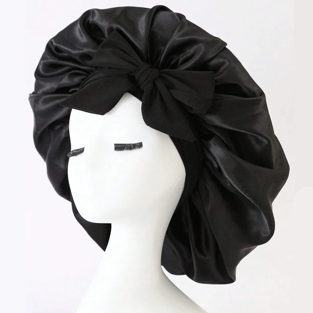 InjBonnet réglable en satin pour hommes et femmes, bonnet pour dormir, cheveux, bande lourde