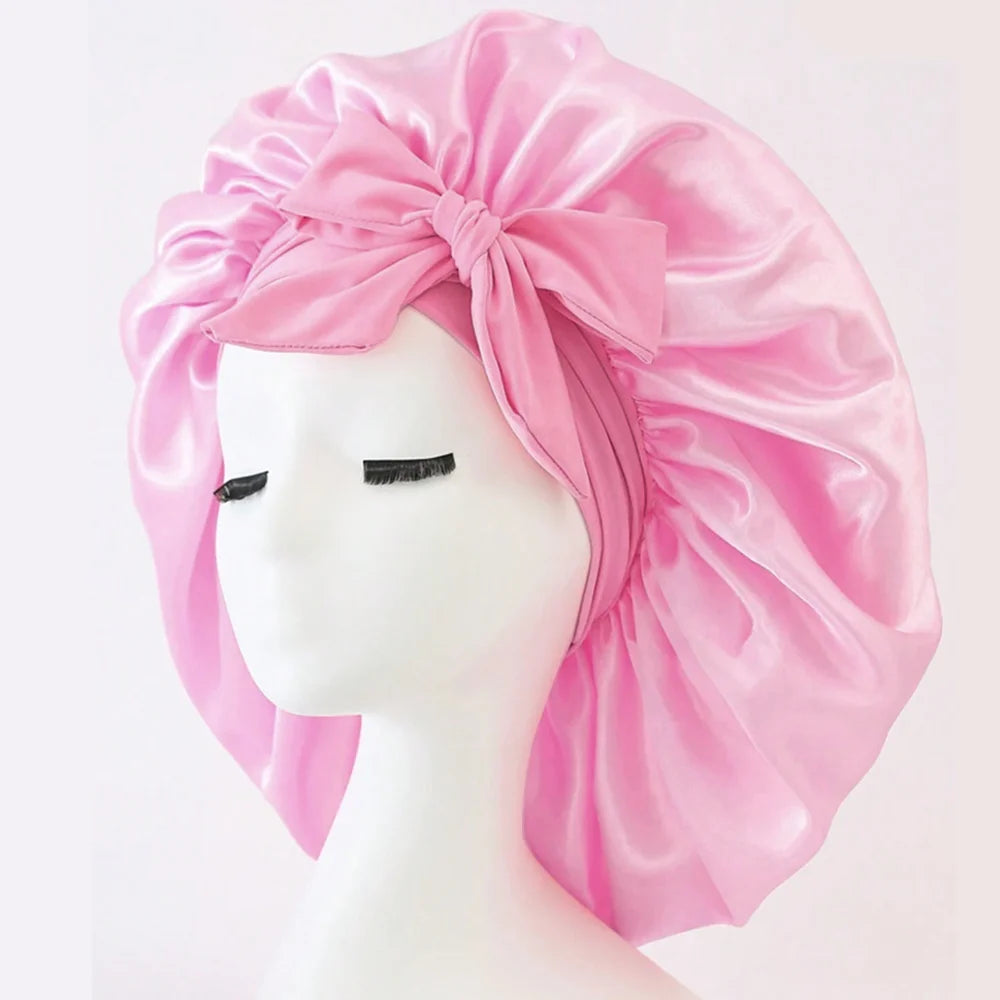 InjBonnet réglable en satin pour hommes et femmes, bonnet pour dormir, cheveux, bande lourde