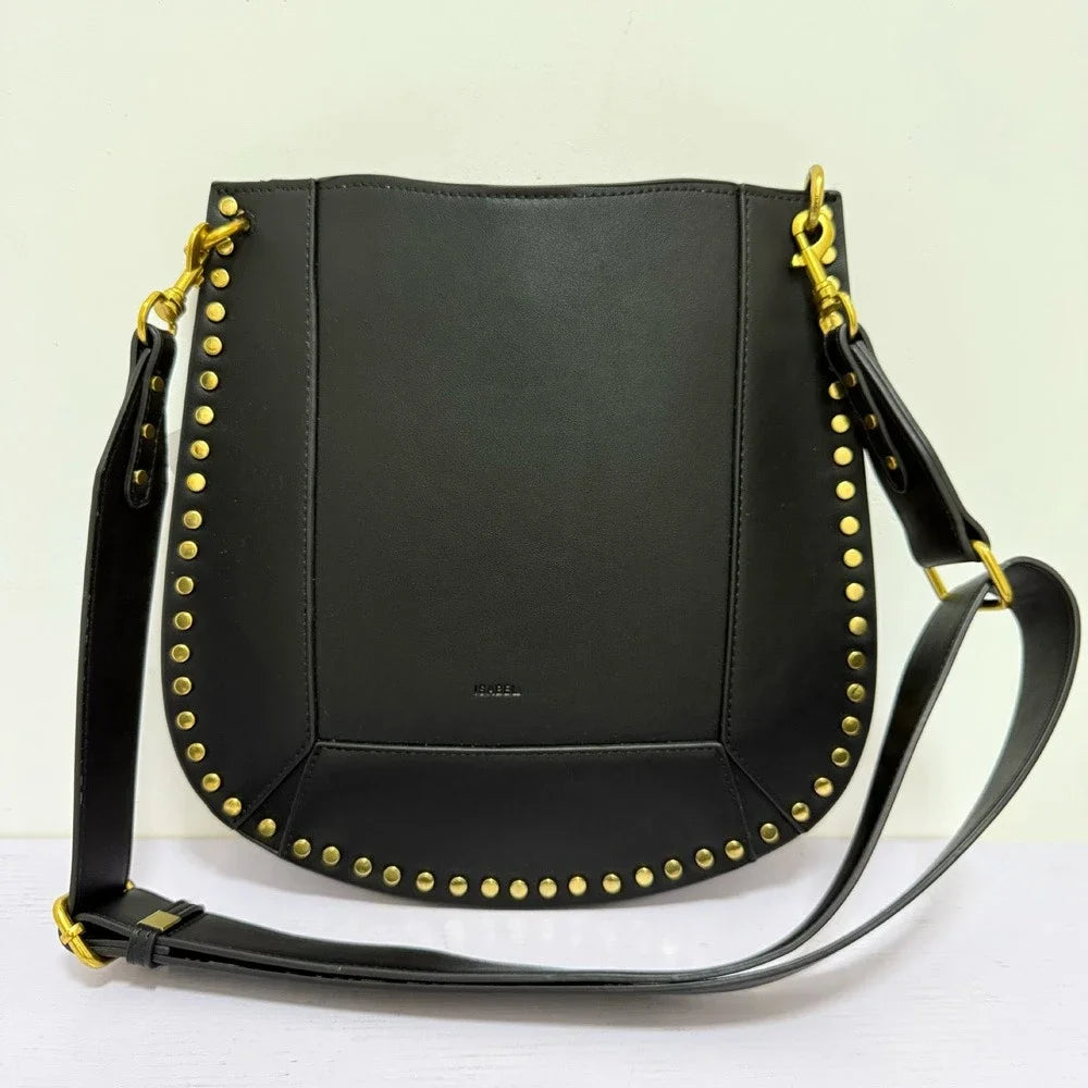 Sac à bandoulière noir riveté pour femmes, sac sous les bras, Design de luxe rétro pour dames, nouvelle collection 2025