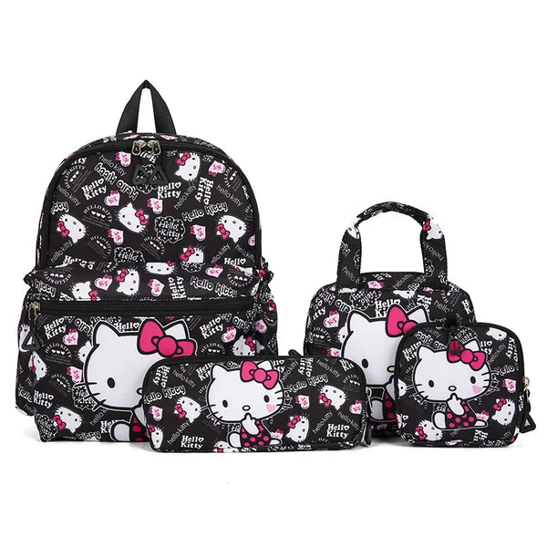 Ensemble de sacs à dos Kuromi | Cartable Hello Kitty | Sac à dos Sanrio 4 pièces | Trousse Kuromi | Sac bandoulière Melody | Joli sac à dos Sanrio | Ensemble de portefeuilles Kuromi | Ensemble de sacs scolaires pour filles | Sac à dos Hello Kitty | Sac Kuromi d'extérieur