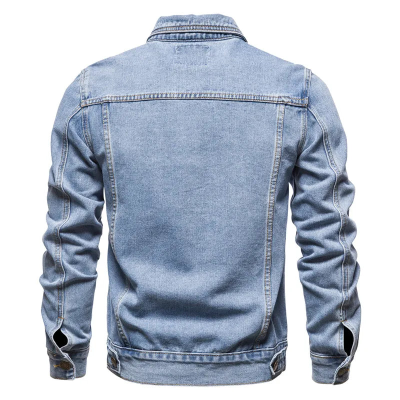 2025 automne Hommes solide Denim vestes mode moto Vintage jean vestes Hommes coupe ajustée coton décontracté noir bleu manteaux