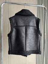 Veste en simili cuir pour femmes avec doublure en taffetas-2024 nouveau produit veste en cuir chaud avec col en fourrure Teddy pour femmes