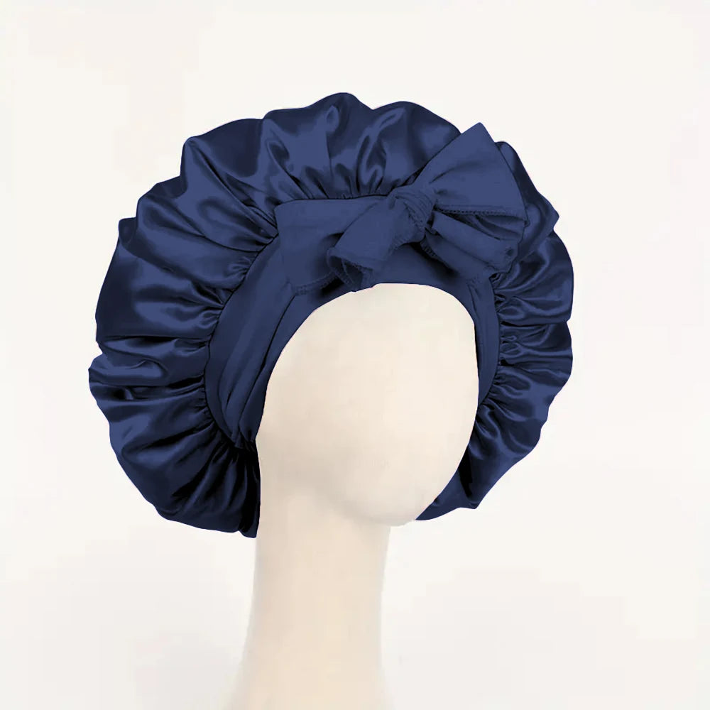 InjBonnet réglable en satin pour hommes et femmes, bonnet pour dormir, cheveux, bande lourde