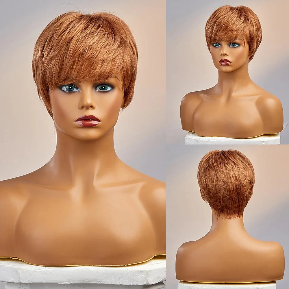 Perruque synthétique courte lisse | Perruque avec frange marron clair | Perruque brésilienne synthétique femme | Perruque douce marron clair | Perruque capless pour fête | Perruque courte brune femme | Perruque synthétique 8 pouces | Perruque lisse marron clair | Perruque femme synthétique brésilienne | Perruque fête marron clair
