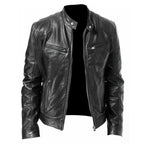 Veste cuir homme slim fit | Blouson moto homme cuir | Veste col montant homme | Veste anti-vent moto | Blouson cuir homme zippé | Veste cuir moto ajustée | Blouson diagonal fermeture | Veste homme style biker | Veste PU homme mode | Blouson moto coupe slim