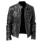 Veste cuir homme slim fit | Blouson moto homme cuir | Veste col montant homme | Veste anti-vent moto | Blouson cuir homme zippé | Veste cuir moto ajustée | Blouson diagonal fermeture | Veste homme style biker | Veste PU homme mode | Blouson moto coupe slim