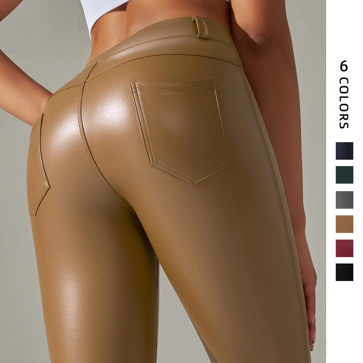 Leggings en cuir taille haute