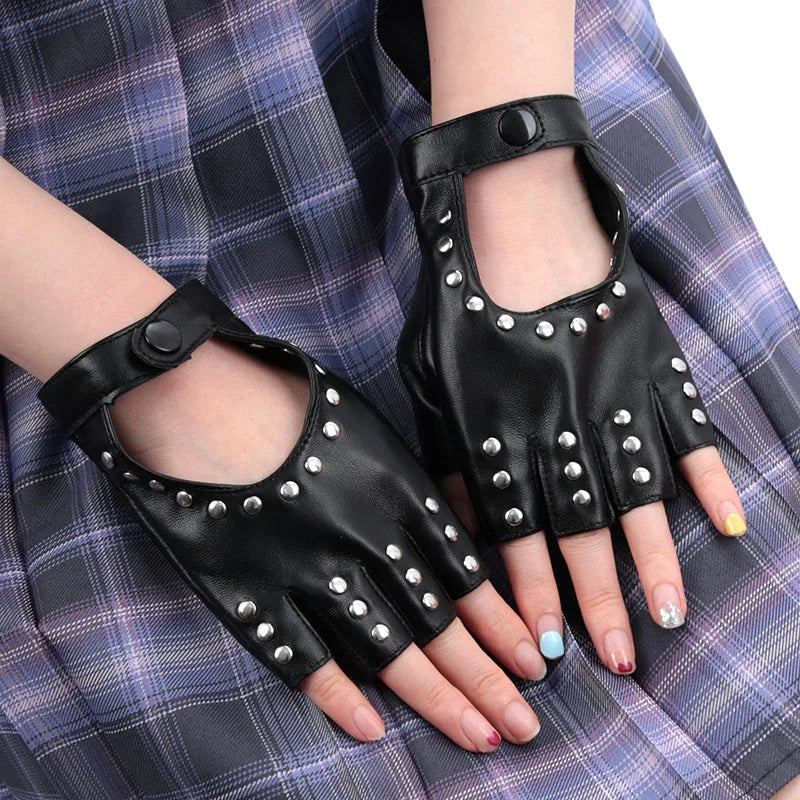 Gants gothiques noirs sans doigts pour danse Halloween
