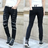 Jean skinny taille haute pour homme, pantalon en denim décontracté, jean droit, mode boyfriend, vêtements de rue de moto, printemps, été