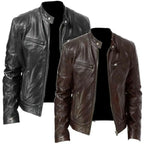 Veste cuir homme slim fit | Blouson moto homme cuir | Veste col montant homme | Veste anti-vent moto | Blouson cuir homme zippé | Veste cuir moto ajustée | Blouson diagonal fermeture | Veste homme style biker | Veste PU homme mode | Blouson moto coupe slim
