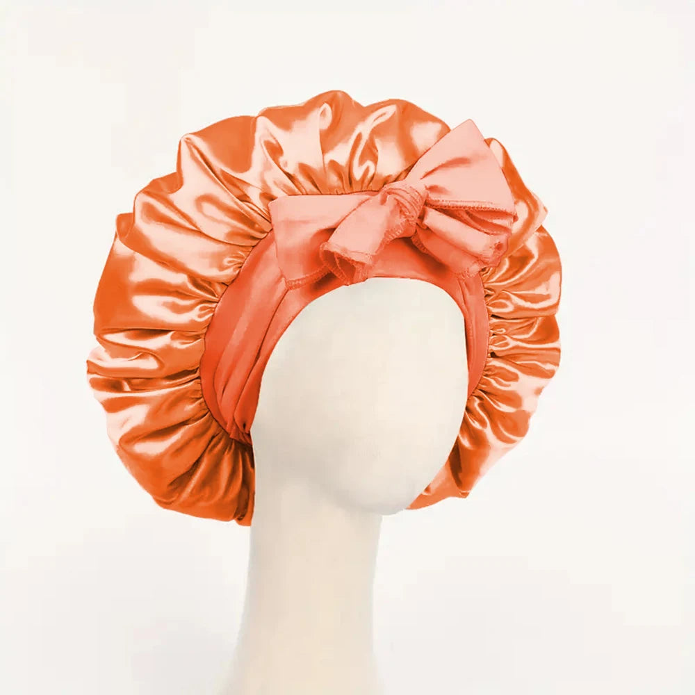 InjBonnet réglable en satin pour hommes et femmes, bonnet pour dormir, cheveux, bande lourde