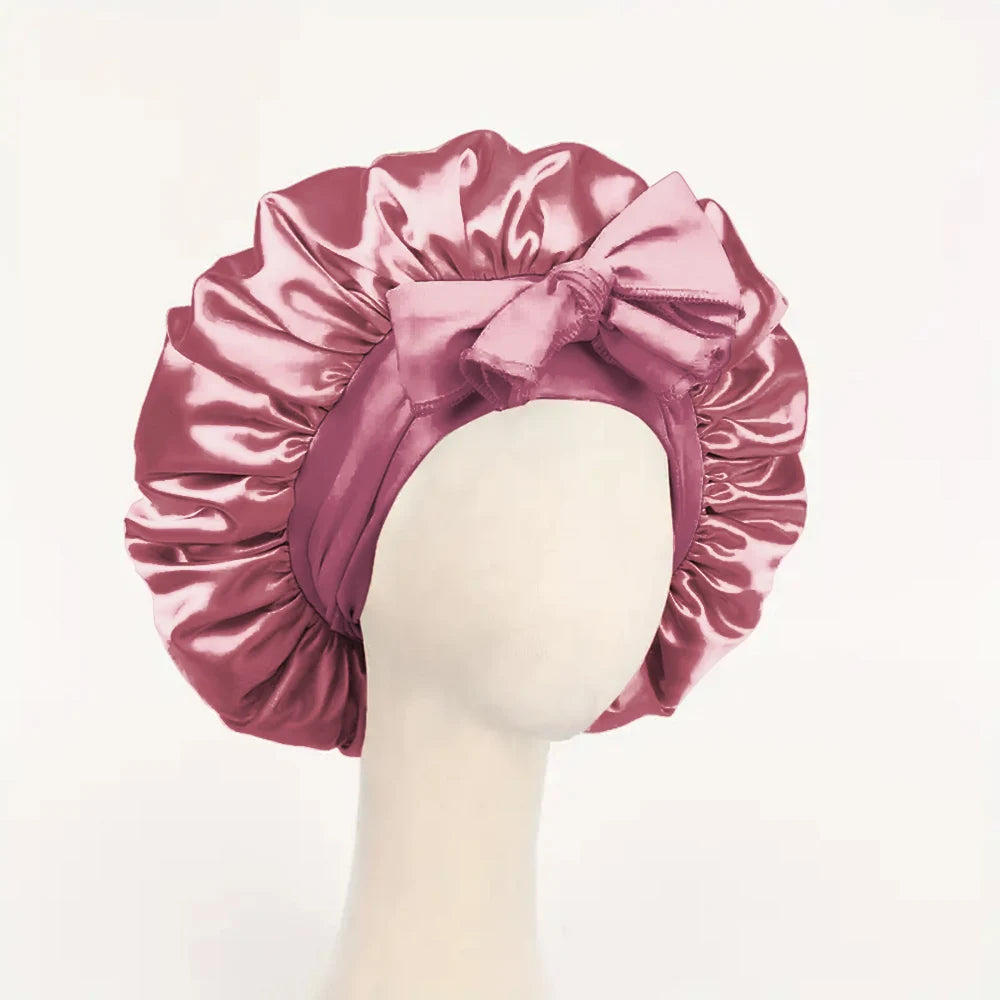 InjBonnet réglable en satin pour hommes et femmes, bonnet pour dormir, cheveux, bande lourde