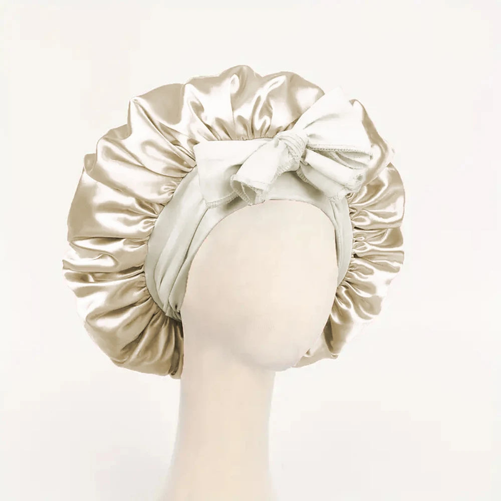 InjBonnet réglable en satin pour hommes et femmes, bonnet pour dormir, cheveux, bande lourde
