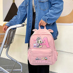 Sac à dos Labubu | Cartable avec oreilles de lapin | Sac étudiant dessin animé | Sac à dos lettres A-Z | Sac à dos scolaire pour enfants | Sac à livres garçon fille | Sac cadeau Labubu | Sac de rangement pour fournitures scolaires | Joli cartable | Sac cartoon à la mode