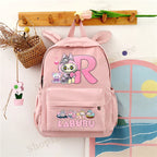 Sac à dos Labubu | Cartable avec oreilles de lapin | Sac étudiant dessin animé | Sac à dos lettres A-Z | Sac à dos scolaire pour enfants | Sac à livres garçon fille | Sac cadeau Labubu | Sac de rangement pour fournitures scolaires | Joli cartable | Sac cartoon à la mode