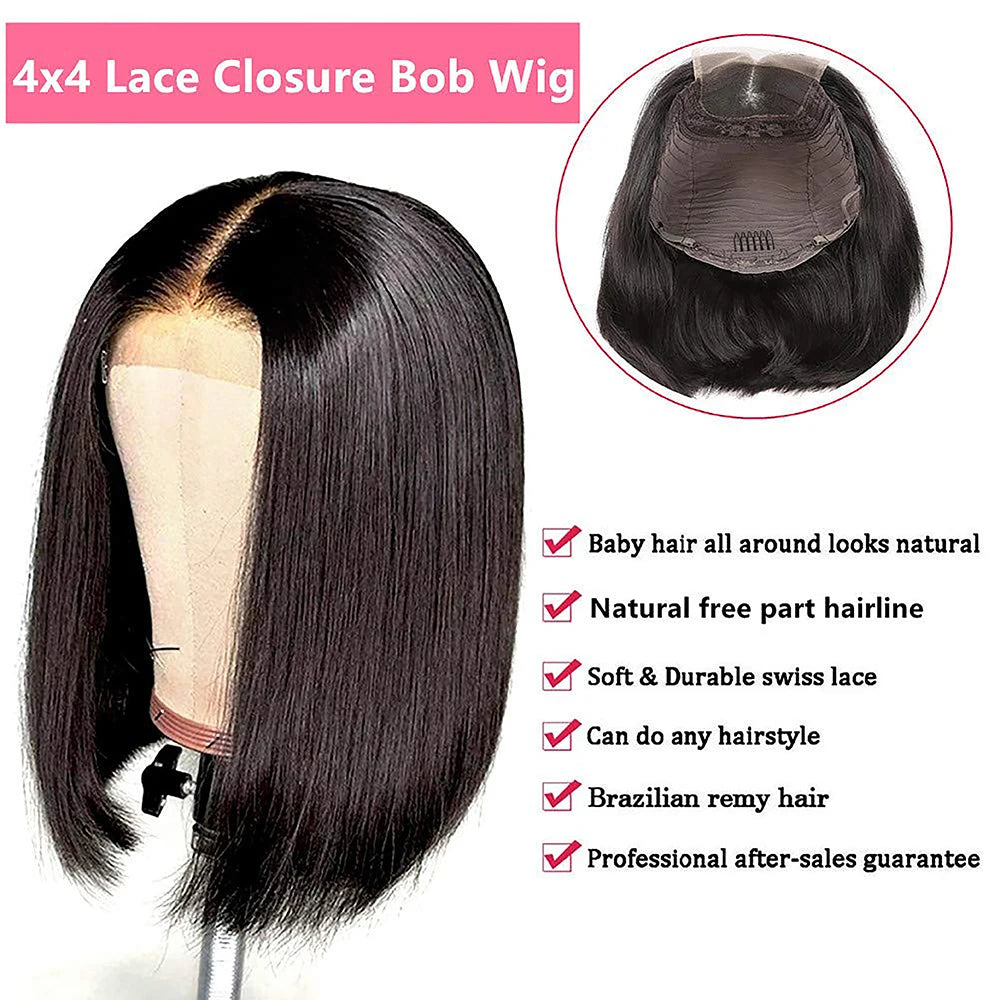 Perruque Bob 4x4 brésilienne droite | Perruque 4x4 closure Bob style | Perruque droite 4x4 brésilienne | Perruque Bob 150% densité | Perruque brésilienne Bob lisse | Perruque 4x4 cheveux droits | Perruque Bob 4x4 nœuds clairs | Perruque Bob 4x4 confortable | Perruque cheveux droits 4x4 | Perruque 4x4 closure Bob