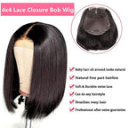 Perruque Bob 4x4 brésilienne droite | Perruque 4x4 closure Bob style | Perruque droite 4x4 brésilienne | Perruque Bob 150% densité | Perruque brésilienne Bob lisse | Perruque 4x4 cheveux droits | Perruque Bob 4x4 nœuds clairs | Perruque Bob 4x4 confortable | Perruque cheveux droits 4x4 | Perruque 4x4 closure Bob