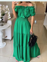 2025 été solide Boho Robe femmes mode élégante plage Robe de soirée décontracté Slash cou bureau Maxi robes pour Femme Robe Femme