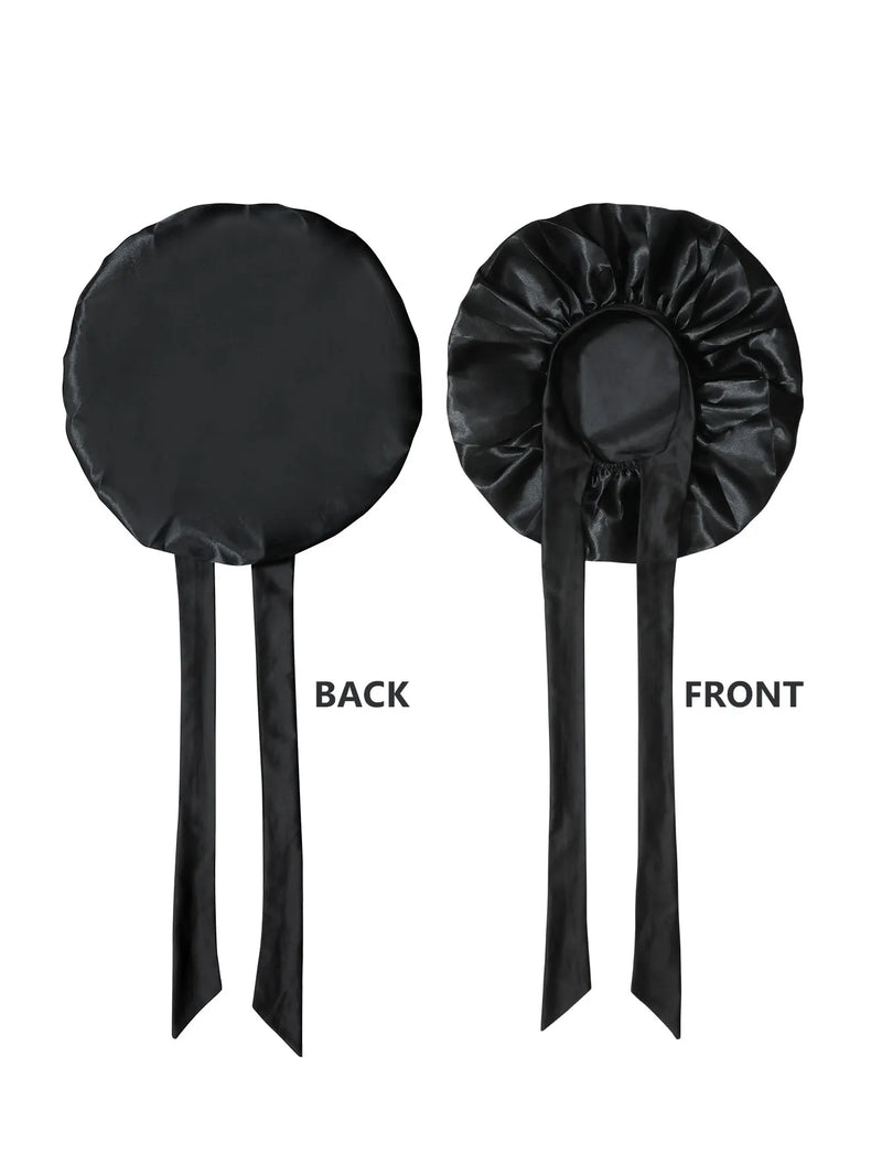 Bonnet en Satin en soie, réglable, pour dormir, avec bandeau à nouer, pour femmes et hommes