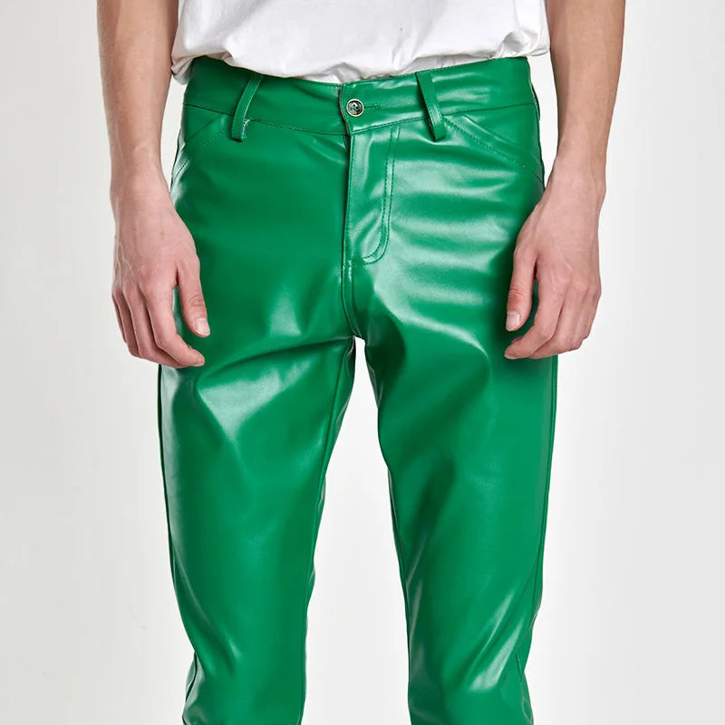 Pantalon en cuir PU pour homme | Pantalon en cuir coupe slim | Pantalon de motard en simili cuir | Pantalon style rock pour homme | Pantalon en cuir pour boîte de nuit | Pantalon en cuir tendance pour homme | Pantalon en cuir pour danse homme | Pantalon de moto en cuir PU | Pantalon en simili cuir à la mode